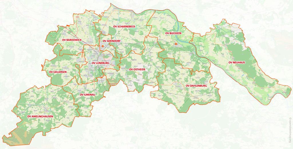 Landkarte Landkreis Lüneburg